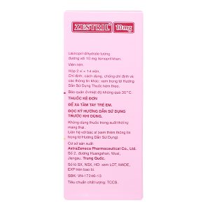 Zestril 10mg trị tăng huyết áp, suy tim (2 vỉ x 14 viên)